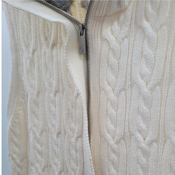 Liz Claiborne‎ Bohemian Cable Knit Faux Fur Collar Full Zip Sweater Vest - Picture 7 of 12